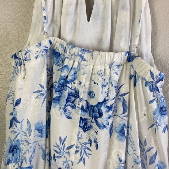 One 33 Social Print Eyelet Floral Maxi Dress Size 4 - Picture 8 of 14